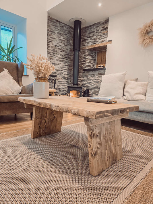 LINA Angled Legs Chunky Live / Waney Edge Coffee Table image 1