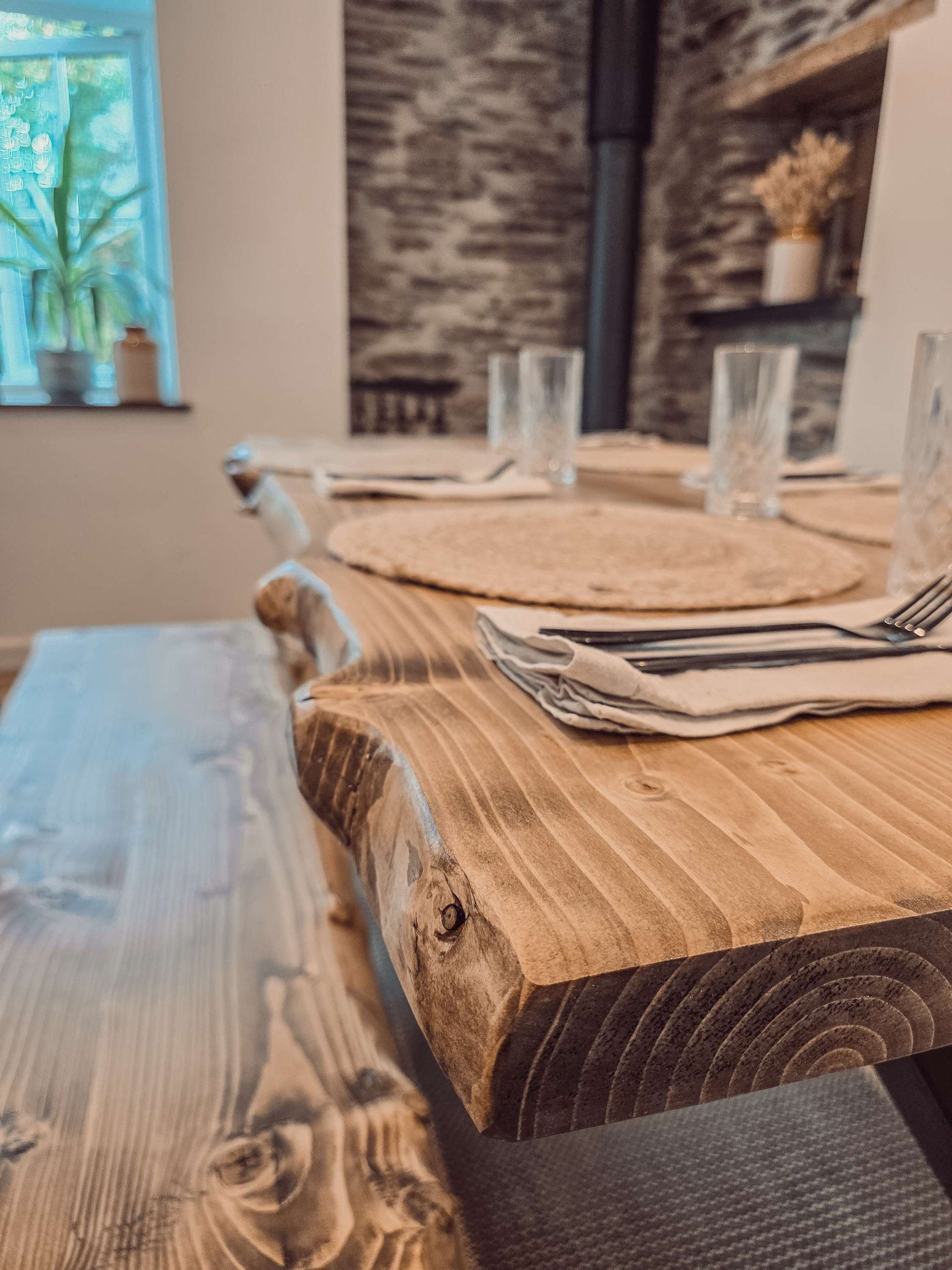 Bench For Dining Table Live / Waney Edge With Metal X Legs image 7