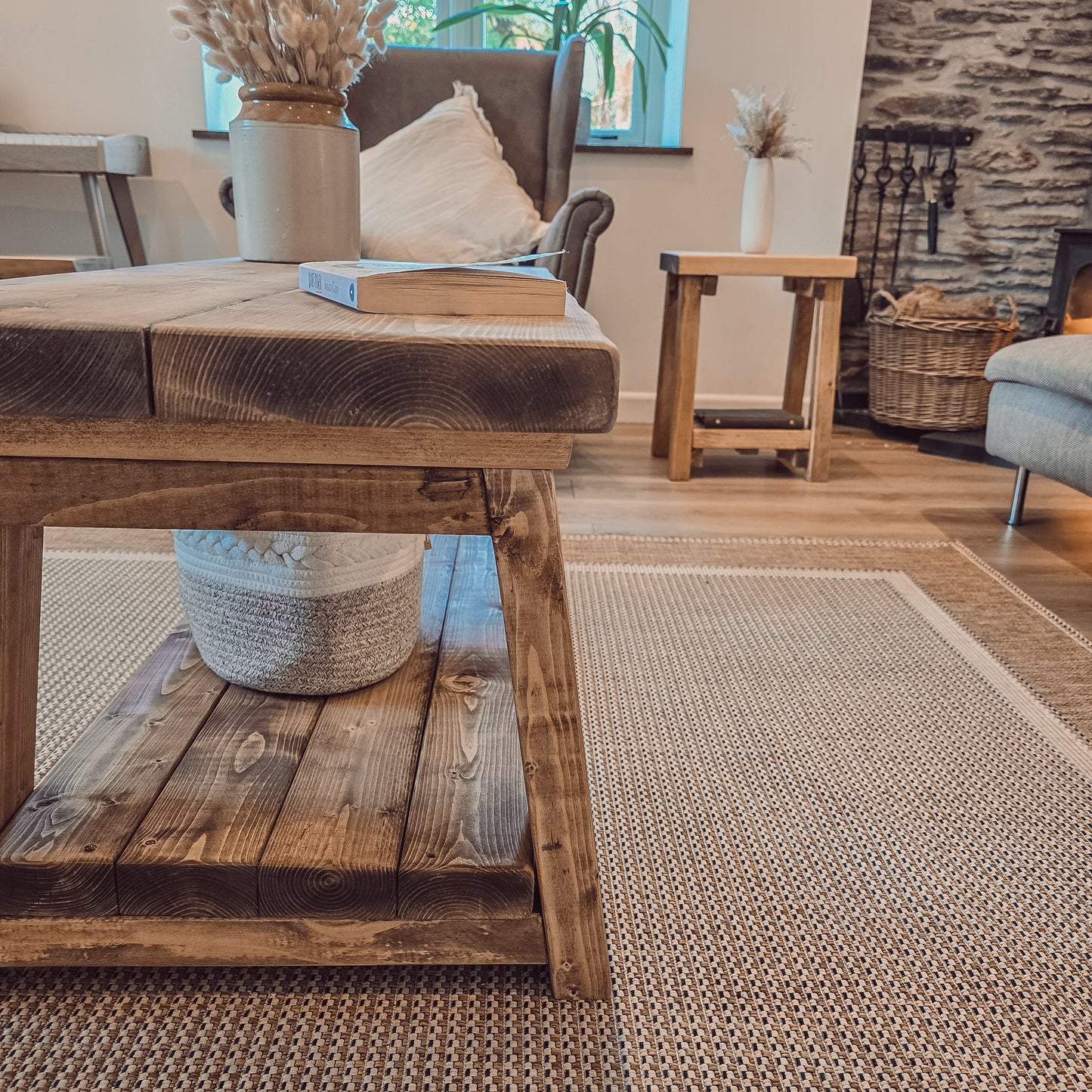 New ARBA Rustic Wooden Coffee Table With Shelf image 5