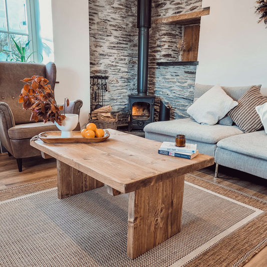 ORIAN Rustic Wooden Coffee Table With Square Legs image 0