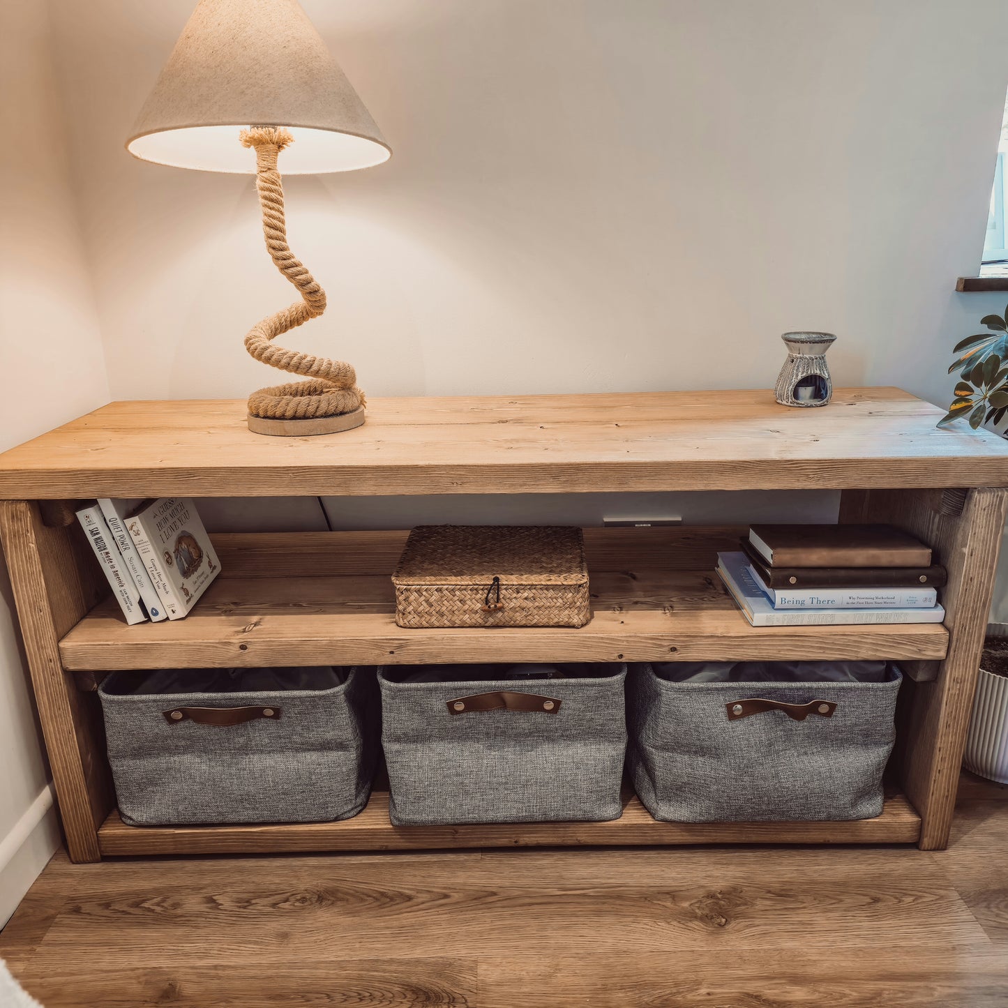 2-Tier Storage Unit / Bookshelf / Toy Storage / Living Room Storage / Shoe Storage Rustic Storage Unit Solid Wood Cottage Style /Book Shelf