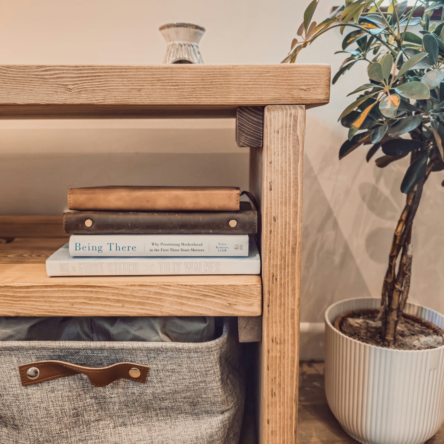 2-Tier Storage Unit / Bookshelf / Toy Storage / Living Room Storage / Shoe Storage Rustic Storage Unit Solid Wood Cottage Style /Book Shelf