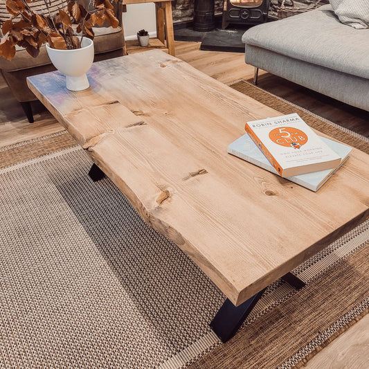 RITA Live / Waney Edge Coffee Table With Metal X Legs image 1