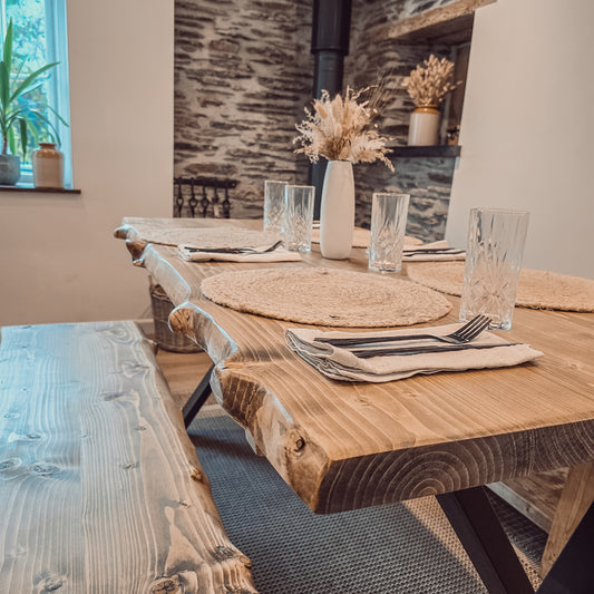 Live / Waney Edge Dining Table With 4 Types of Metal Legs image 1