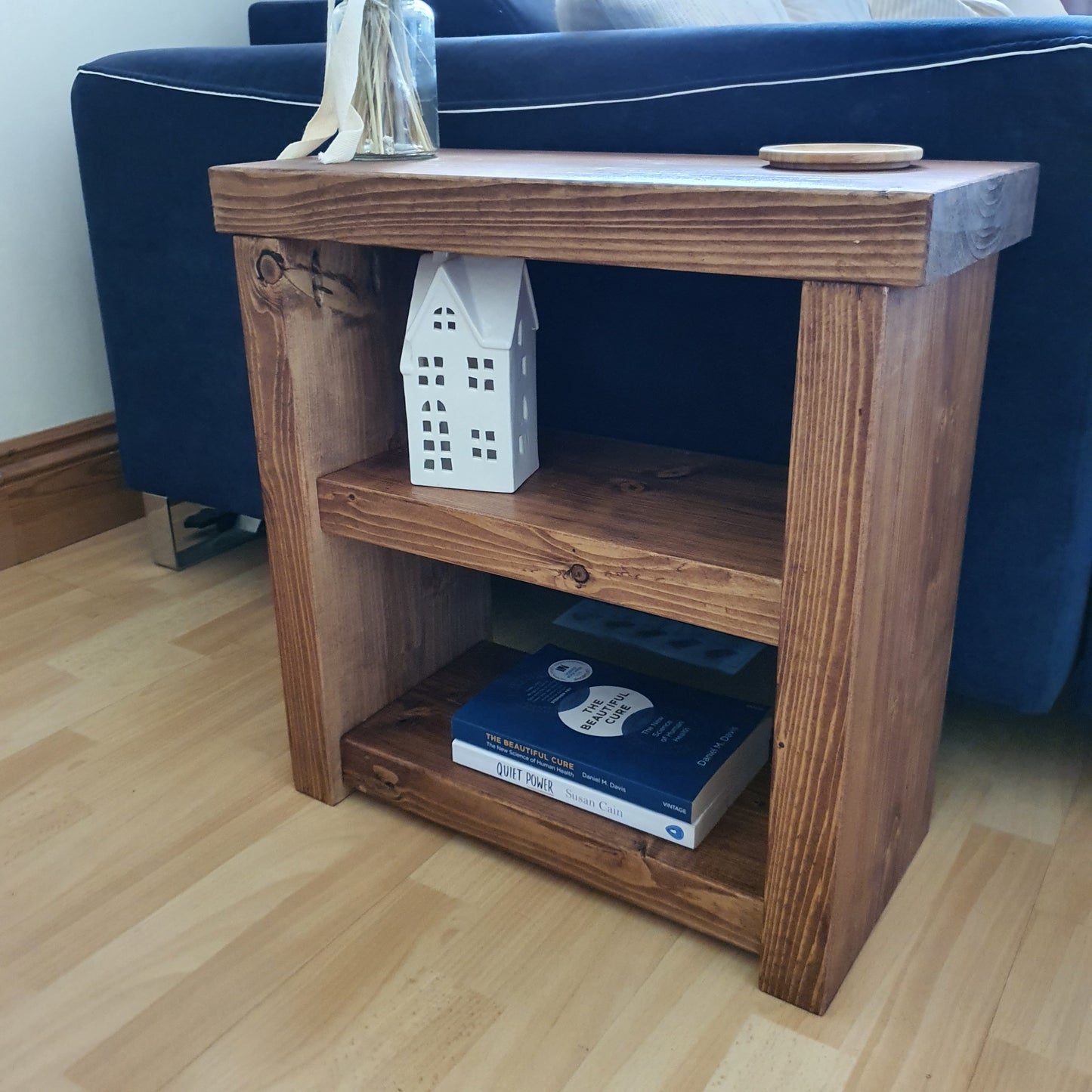 Solid Wood Rustic Coffee Table with Shelf image 2