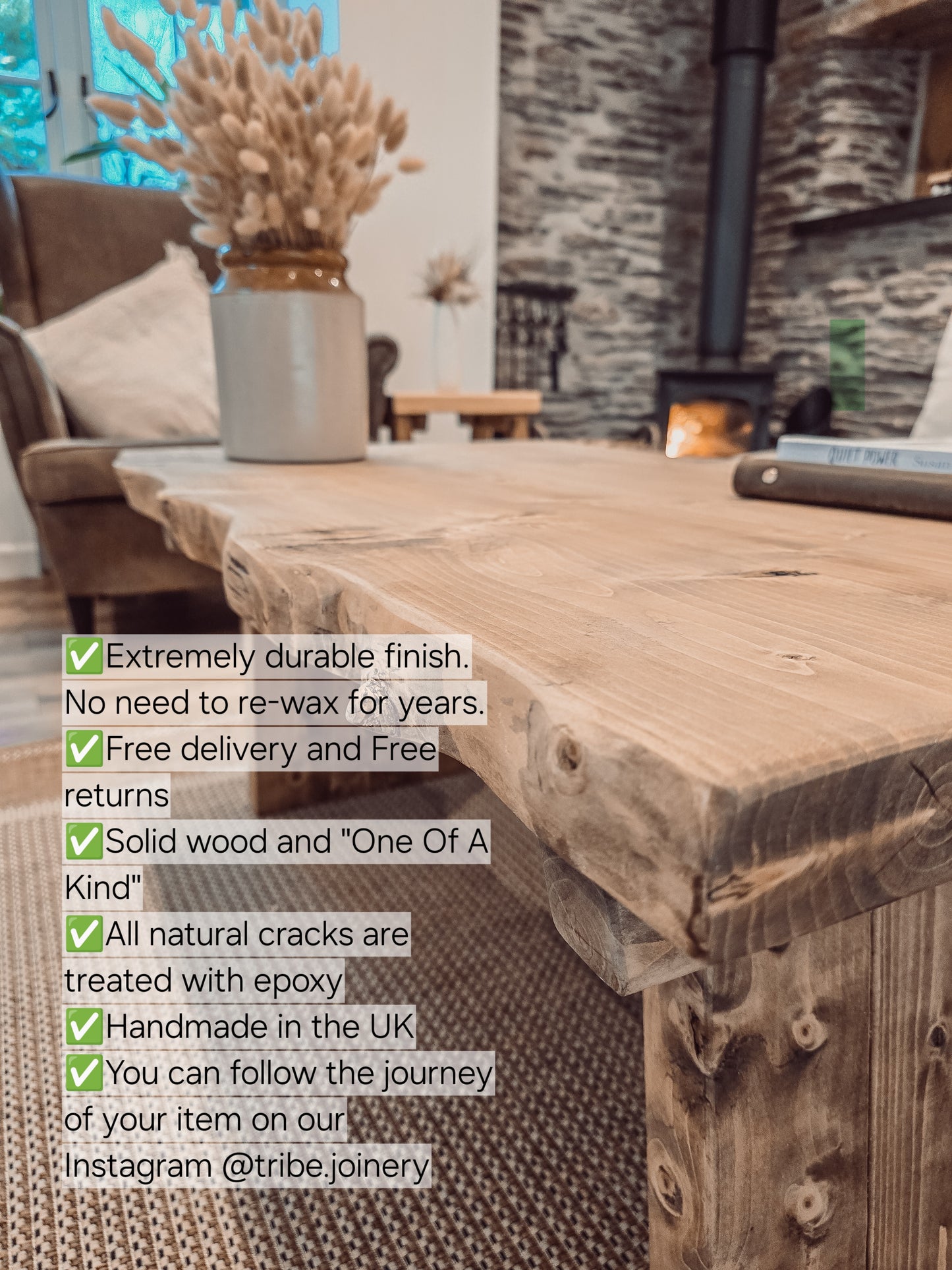 RITA Live / Waney Edge Coffee Table With Metal X Legs image 9