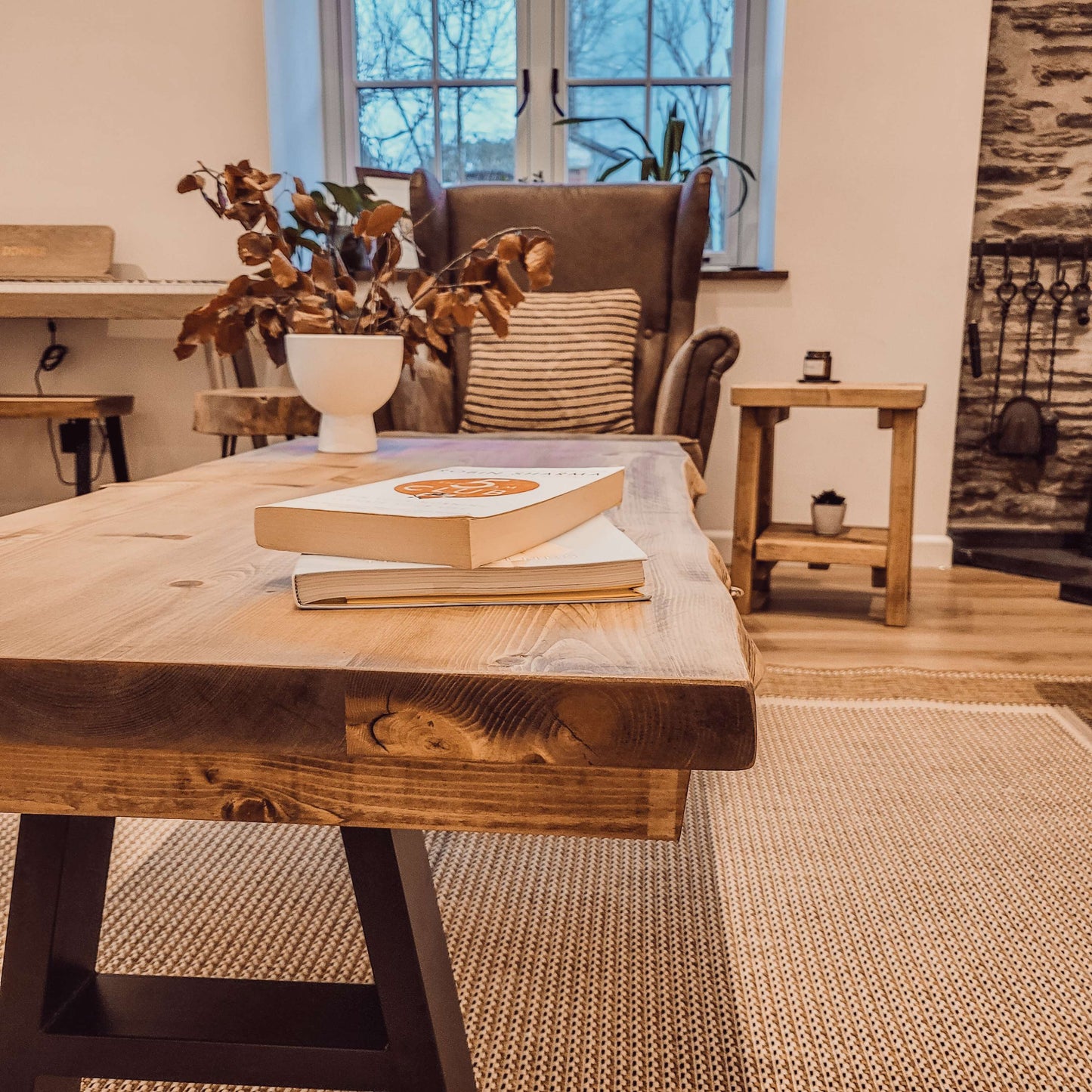 VELA Live / Waney Edge Coffee Table With Metal A Frame Legs image 3