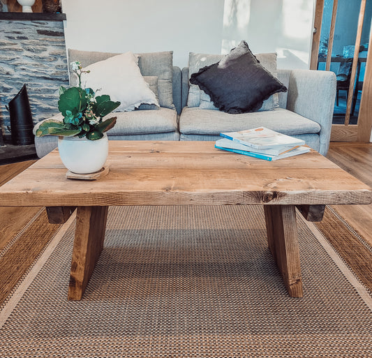 DIAN Rustic Wooden Coffee Table With Angled Legs image 0