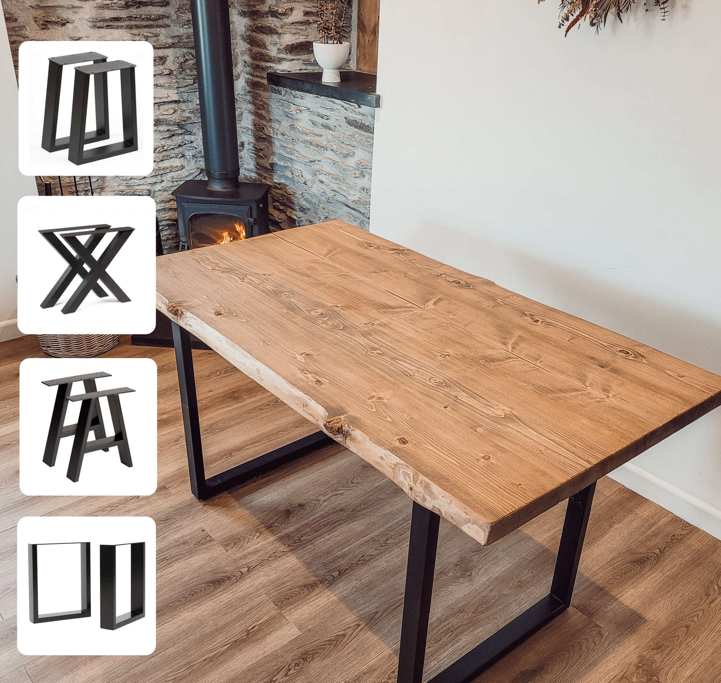 Live / Waney Edge Dining Table With 4 Types of Metal Legs image 0