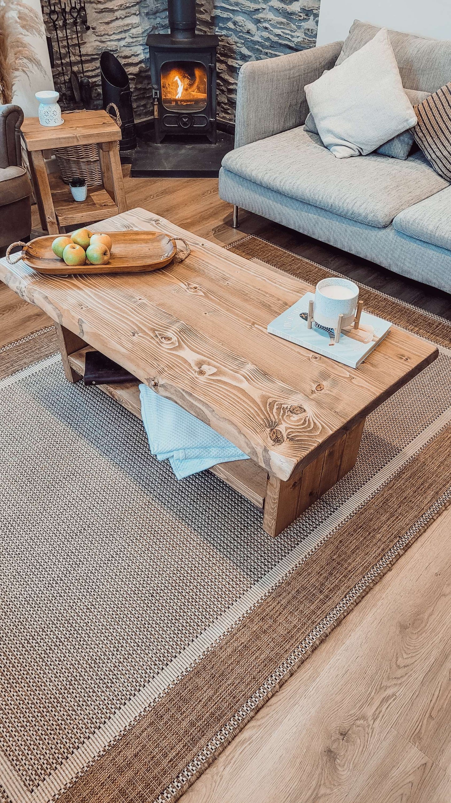 LORIE Chunky Live / Waney Edge Coffee Table With Shelf image 3