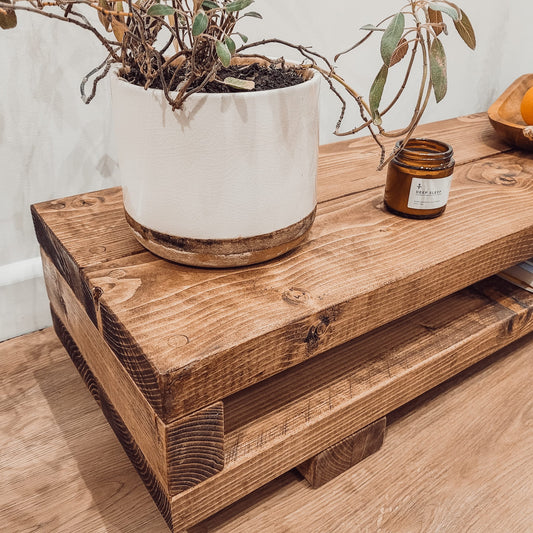 VIOT Low Solid Wood Chunky TV Unit image 1