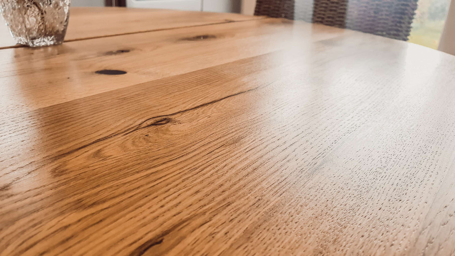Solid Oak Round Dining Table With Hairpin Legs image 6