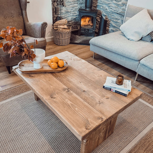 ORIAN Rustic Wooden Coffee Table With Square Legs image 1