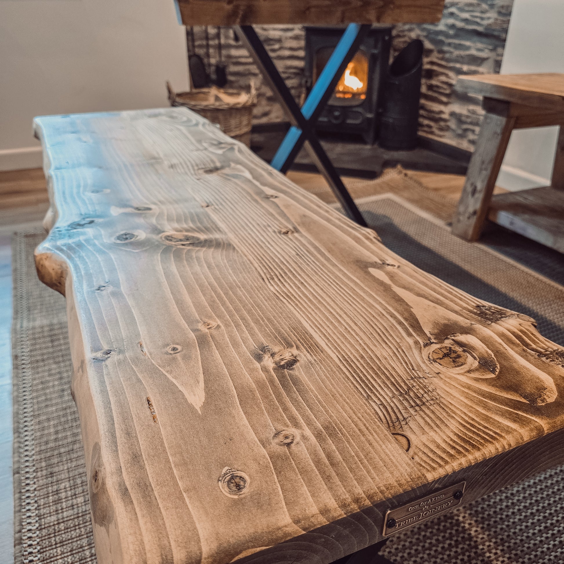 Bench For Dining Table Live / Waney Edge With Metal X Legs image 5