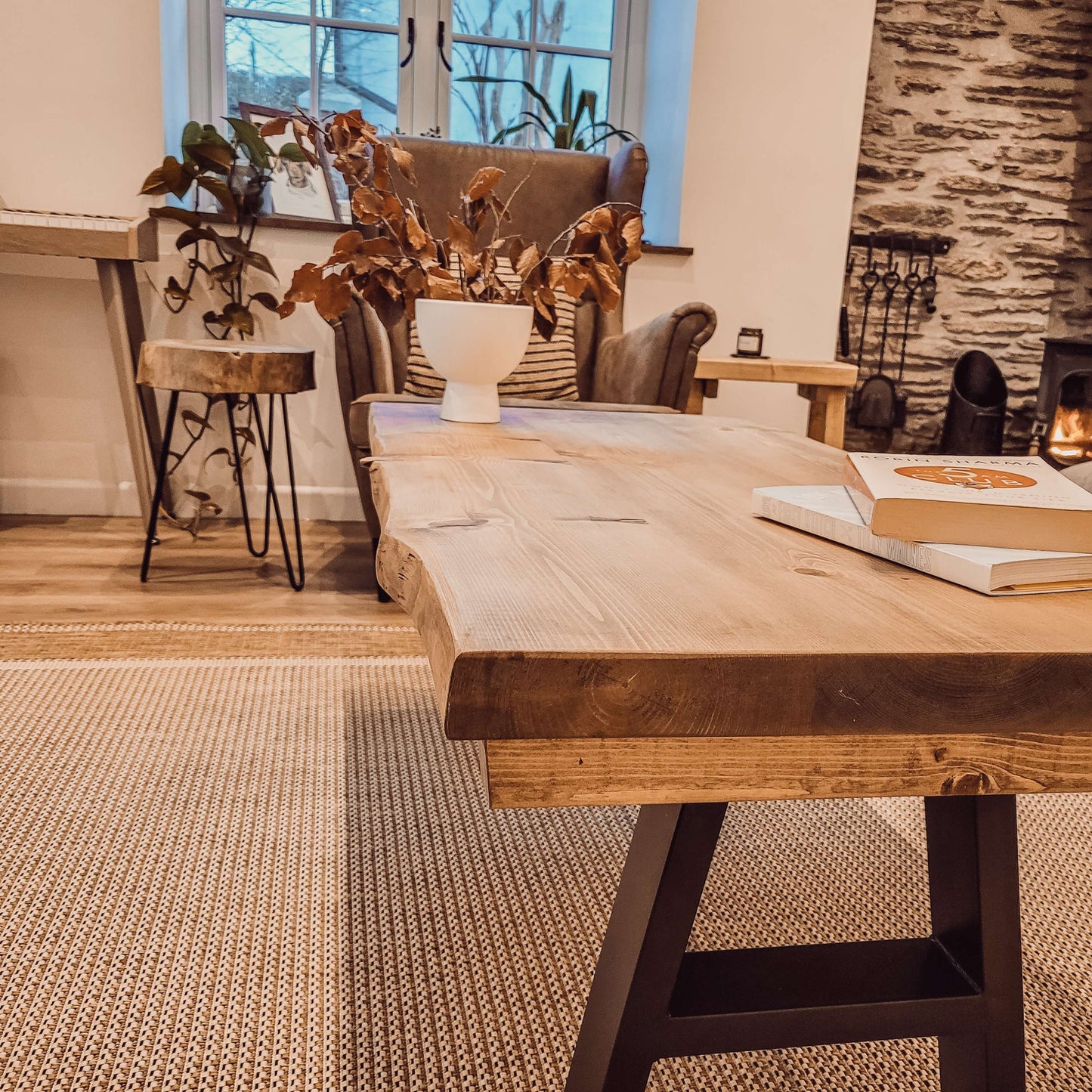 VELA Live / Waney Edge Coffee Table With Metal A Frame Legs image 5