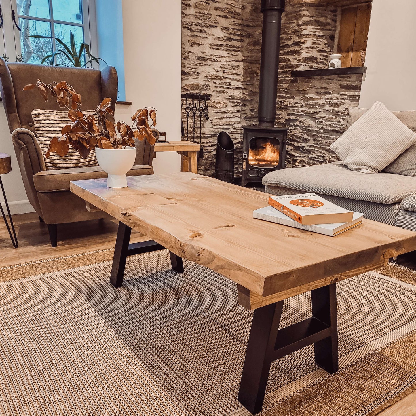 VELA Live / Waney Edge Coffee Table With Metal A Frame Legs image 0