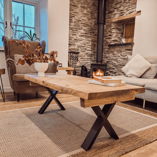 RITA Live / Waney Edge Coffee Table With Metal X Legs image 0
