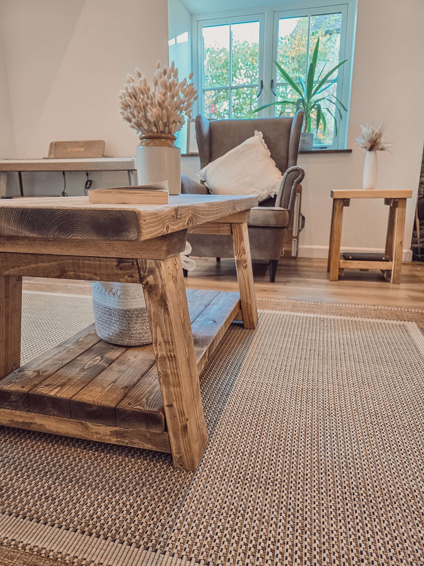 New ARBA Rustic Wooden Coffee Table With Shelf image 2