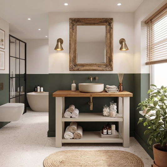 BRAMLEY Cashmere Colour Solid Wood Bathroom Vanity With Shelf