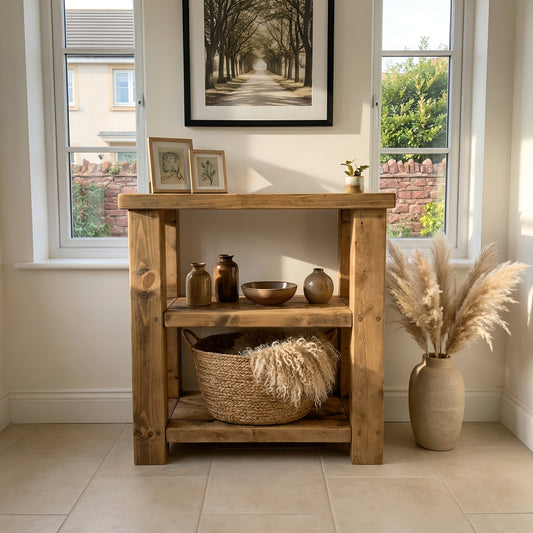 BRAMLEY Console Table / Side Table With Shelf Solid Wood