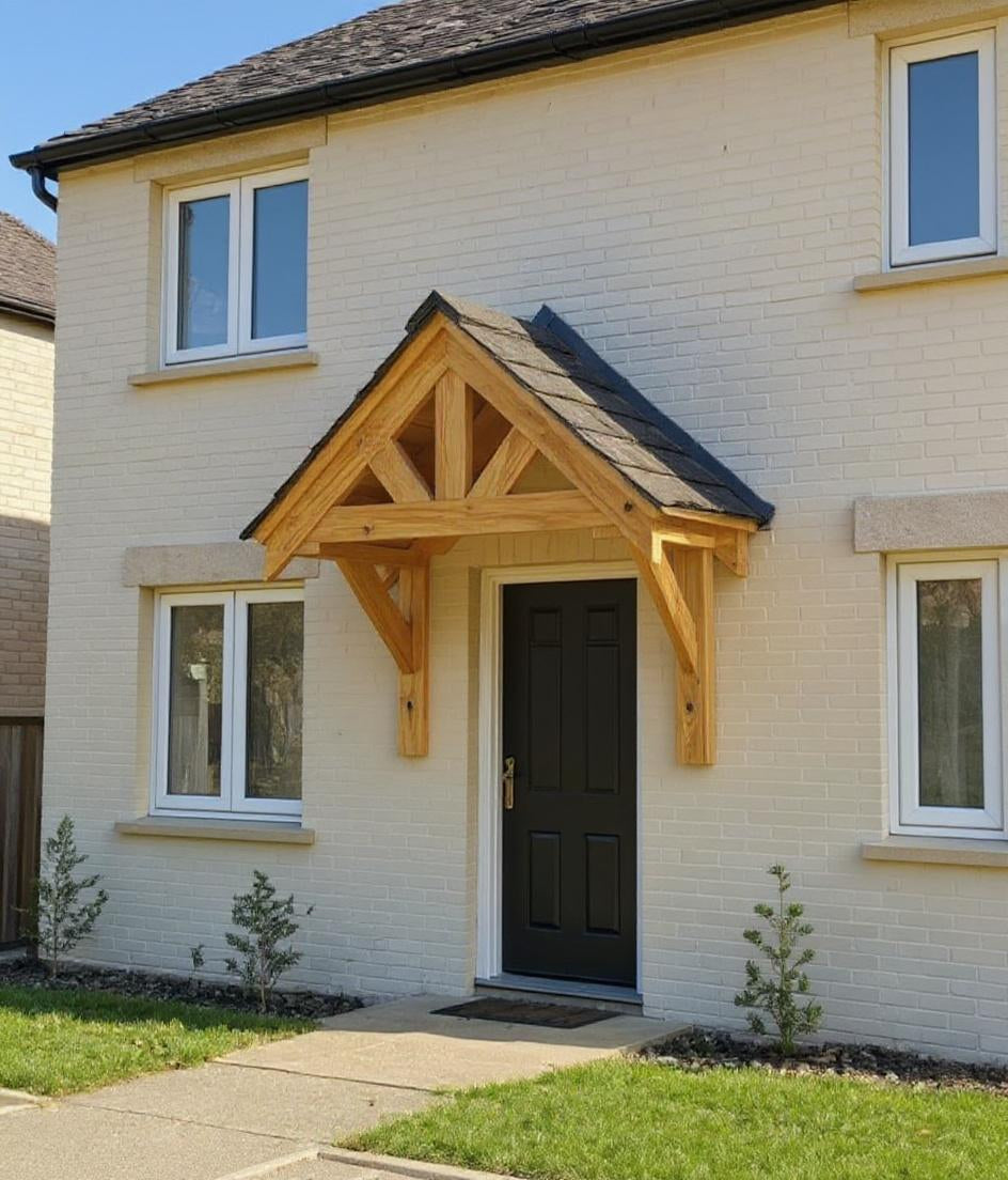 Solid Pine Wood Door Canopy Porch Kit – Outdoor Timber Entrance Cover
