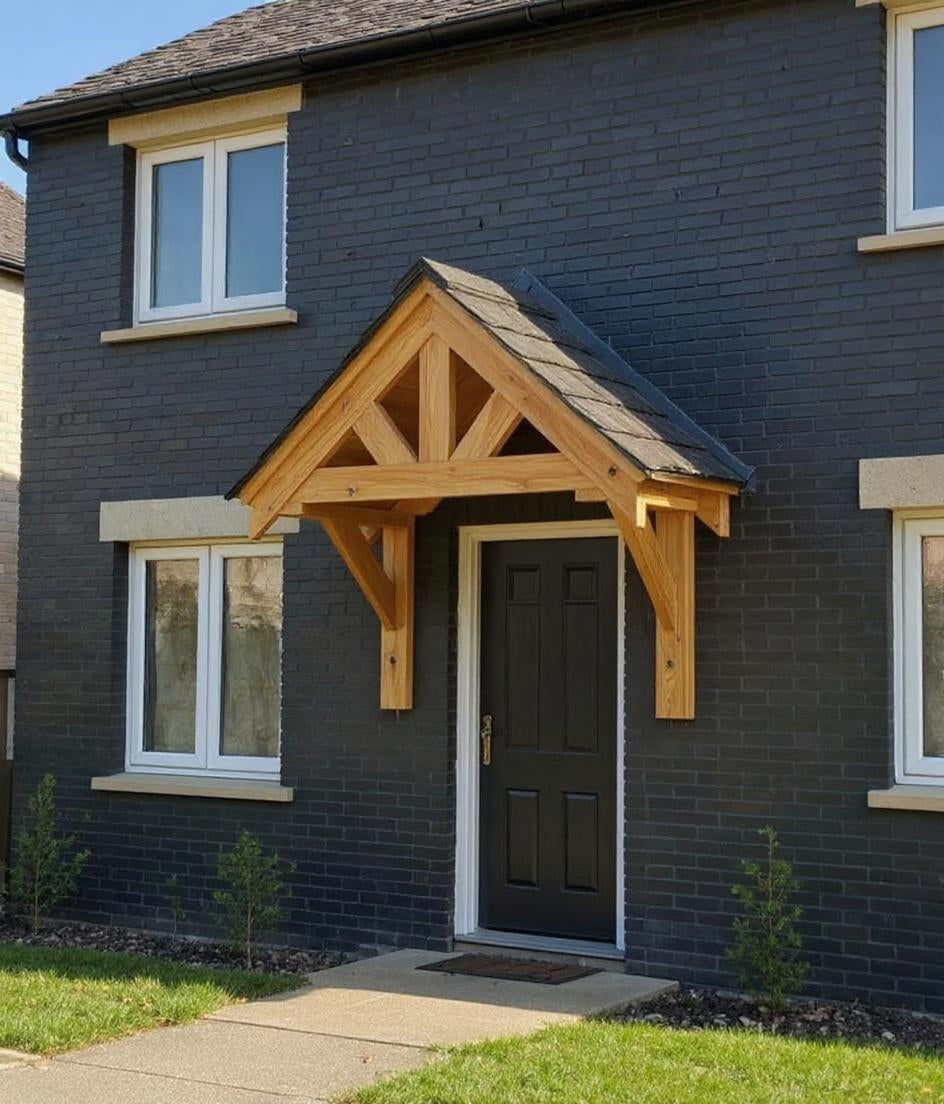 Solid Pine Wood Door Canopy Porch Kit – Outdoor Timber Entrance Cover