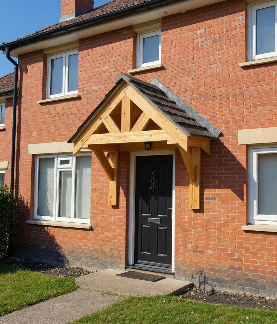 Solid Pine Wood Door Canopy Porch Kit – Outdoor Timber Entrance Cover