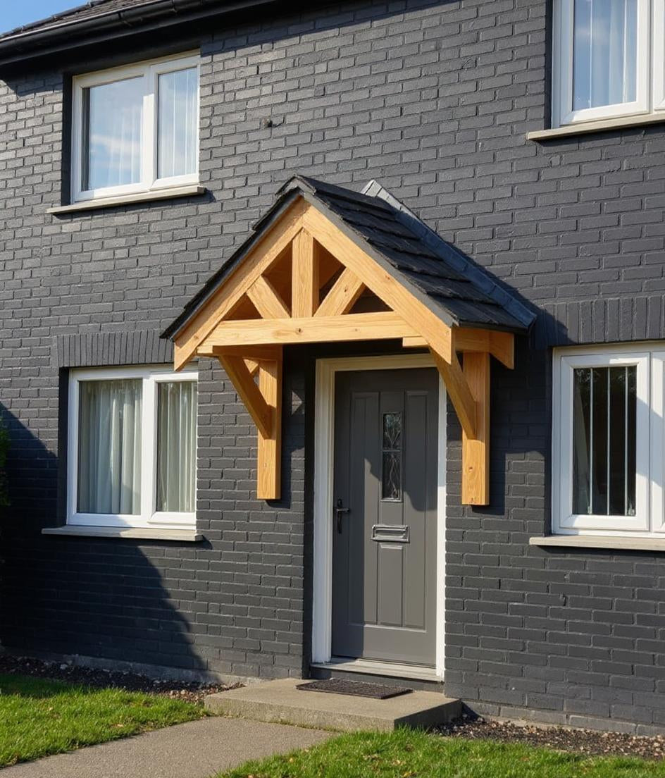 Solid Pine Wood Door Canopy Porch Kit – Outdoor Timber Entrance Cover