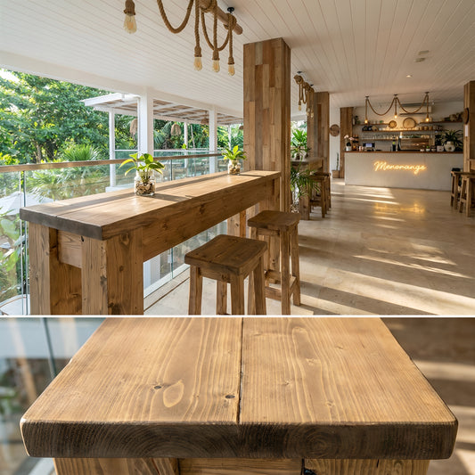 Canyon Solid Wood Table / Breakfast Bar For Cafe And Restaurants