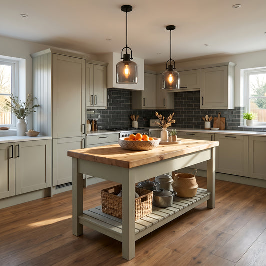 IRONSTEAD Sage Green Kitchen Island / Breakfast Bar / Rustic Sage Green Island
