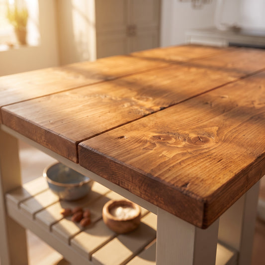 NORVIK Cashmere Solid Wood Kitchen Island With Shelf / Breakfast Bar