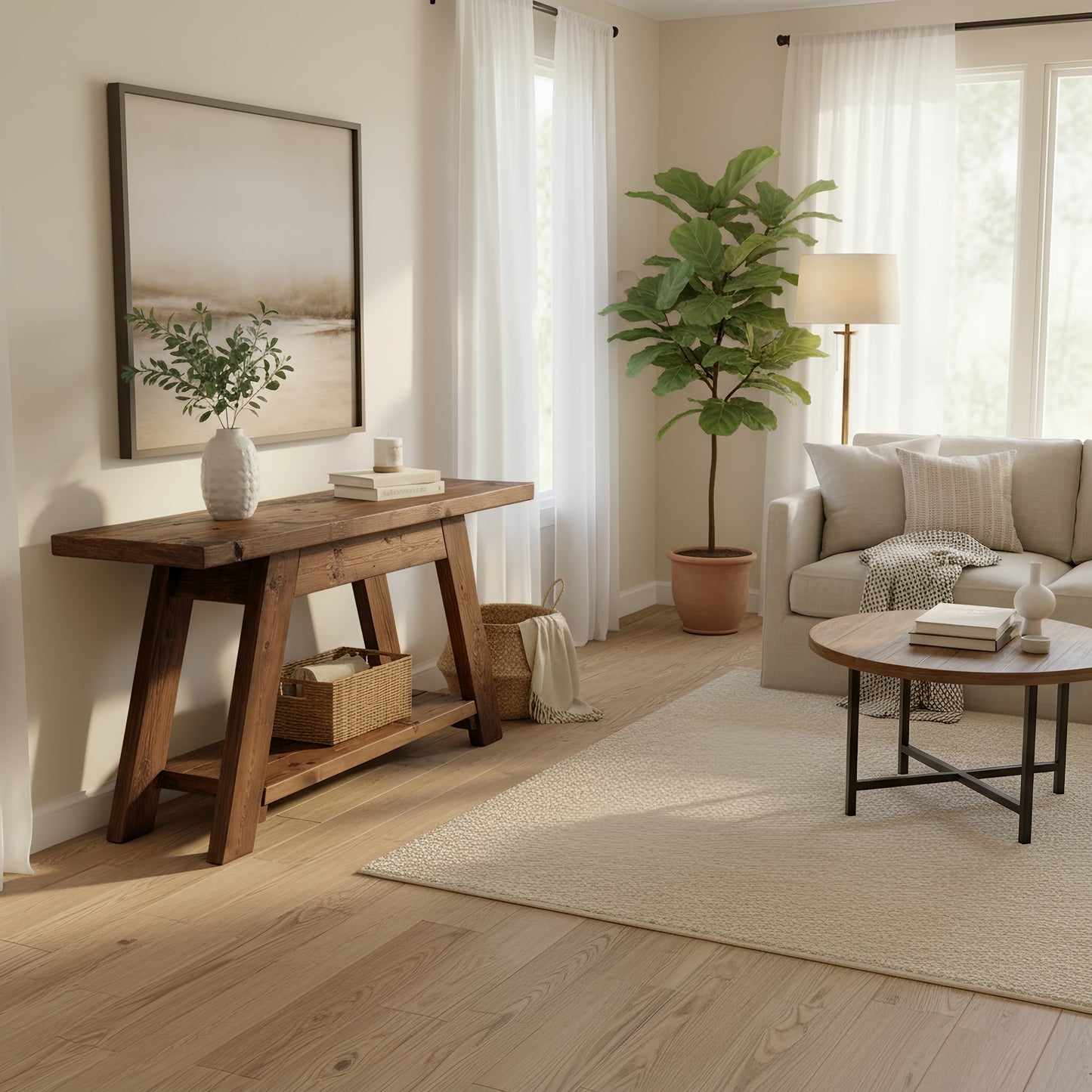 DASI Console Table With Shelf Walnut Colour