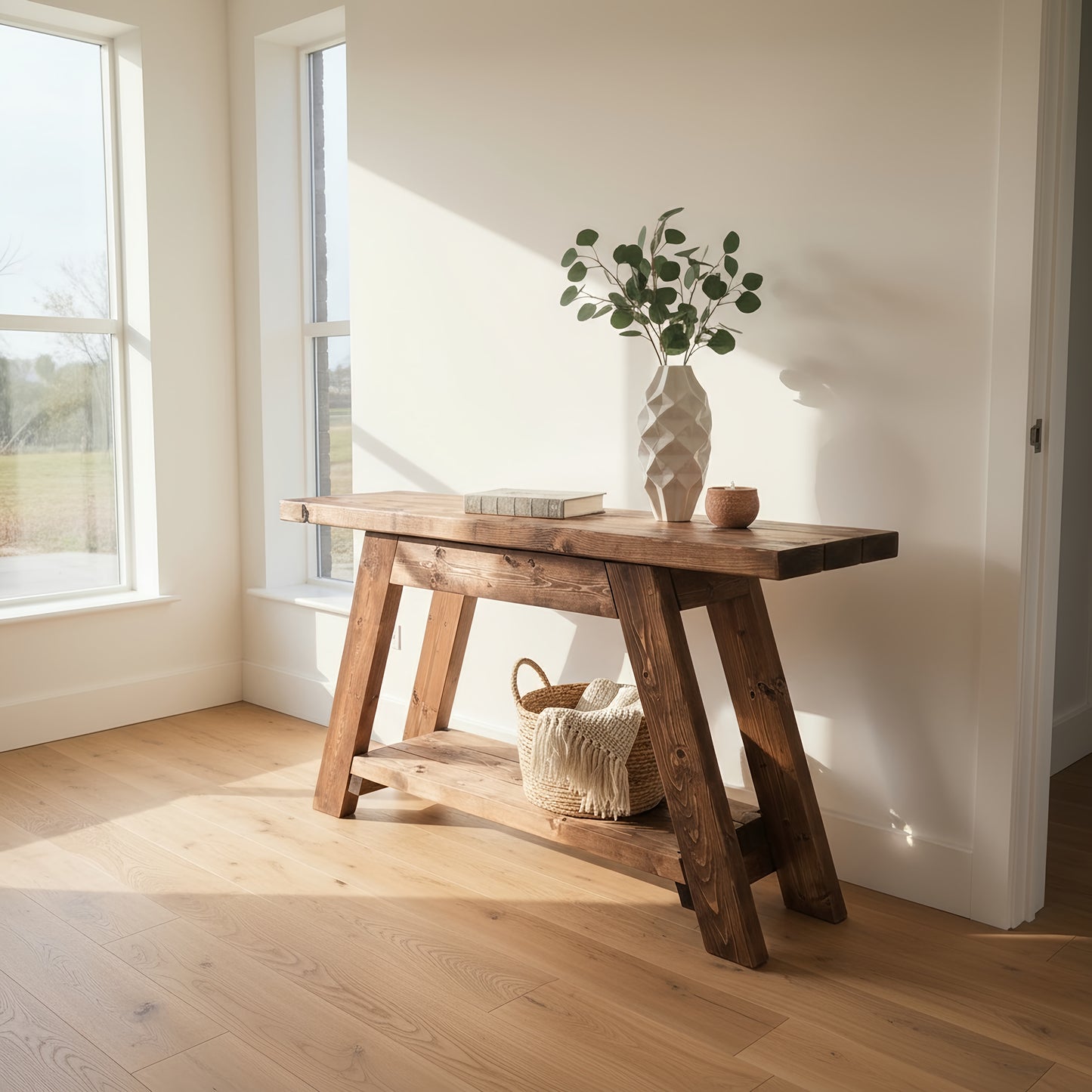 DASI Console Table With Shelf Walnut Colour