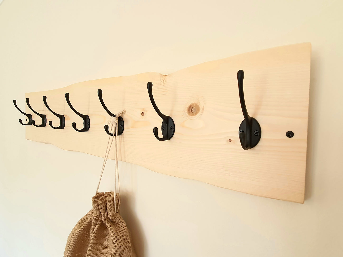 Waney Edge Coat Rack | Wooden Coat Hanger | Hook Hanger image 3