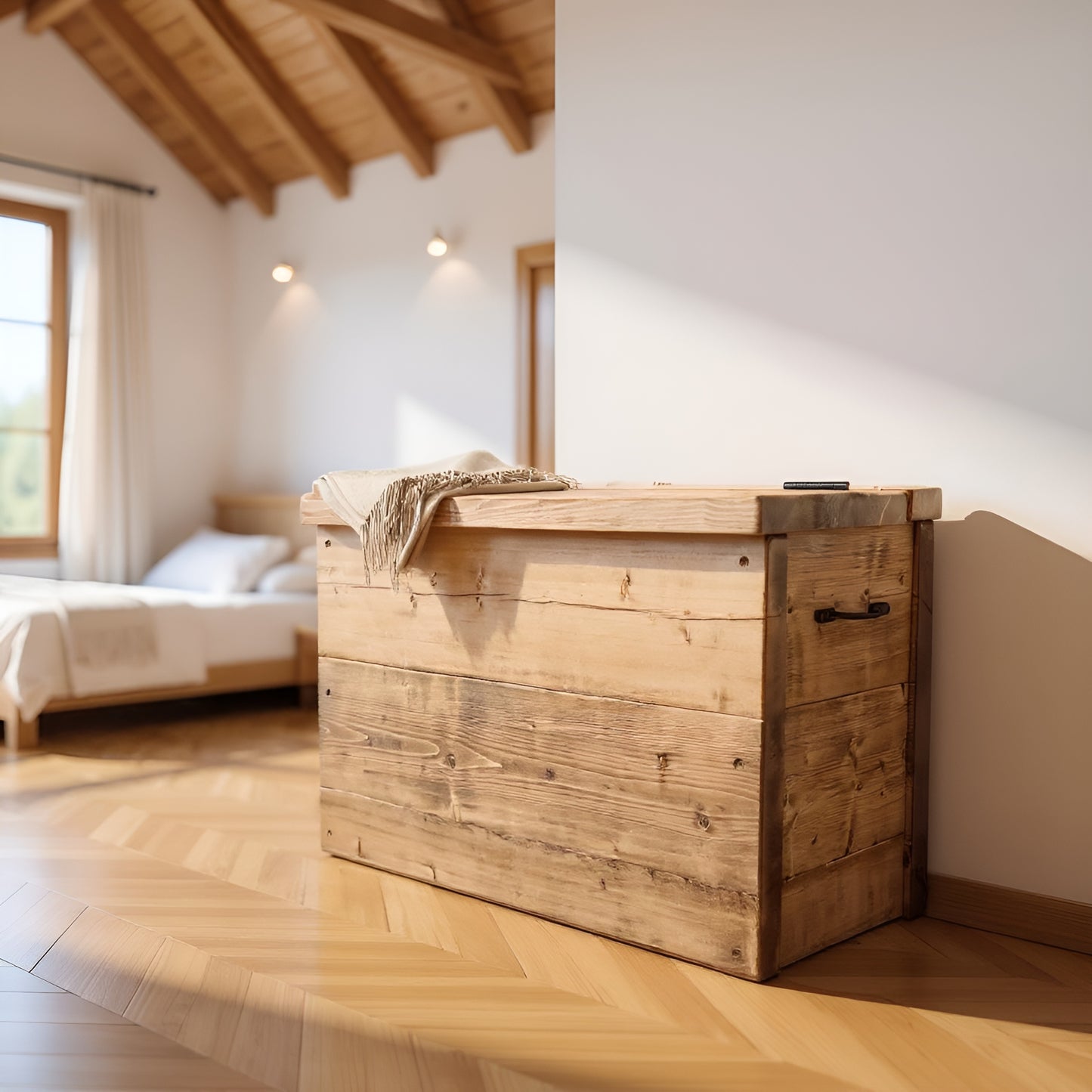 Chest Wooden Rustic Storage Box With Lid