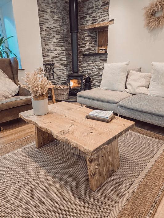 LINA Angled Legs Chunky Live / Waney Edge Coffee Table image 0
