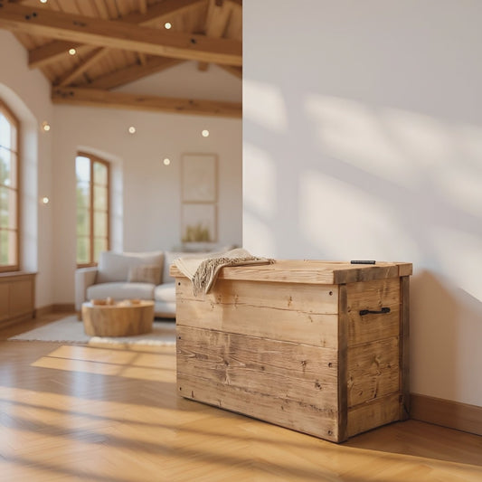 Chest Wooden Rustic Storage Box With Lid