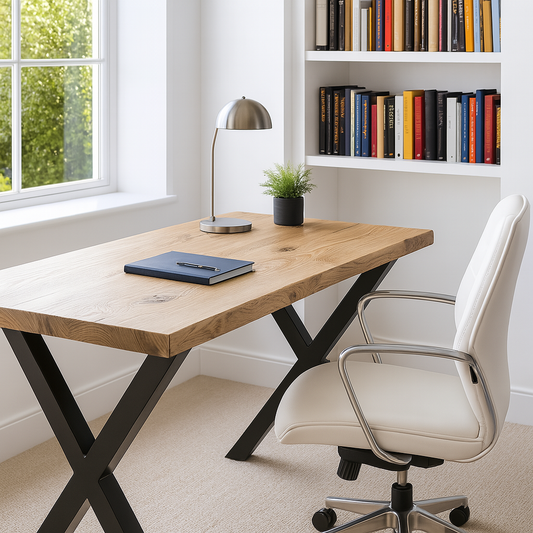 Study Desk / Table With X Cross Metal Legs