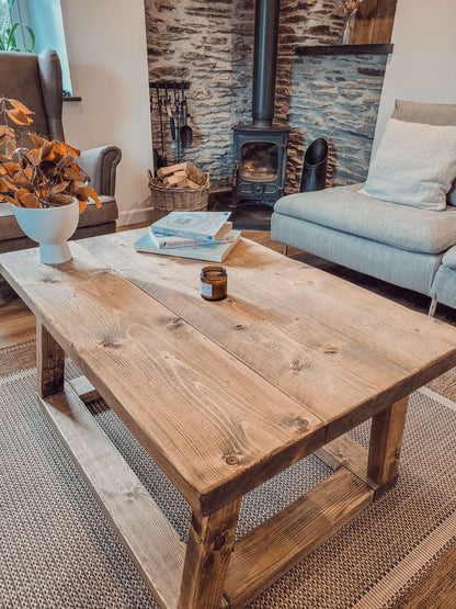 COAV Rustic Wooden Coffee Table image 8
