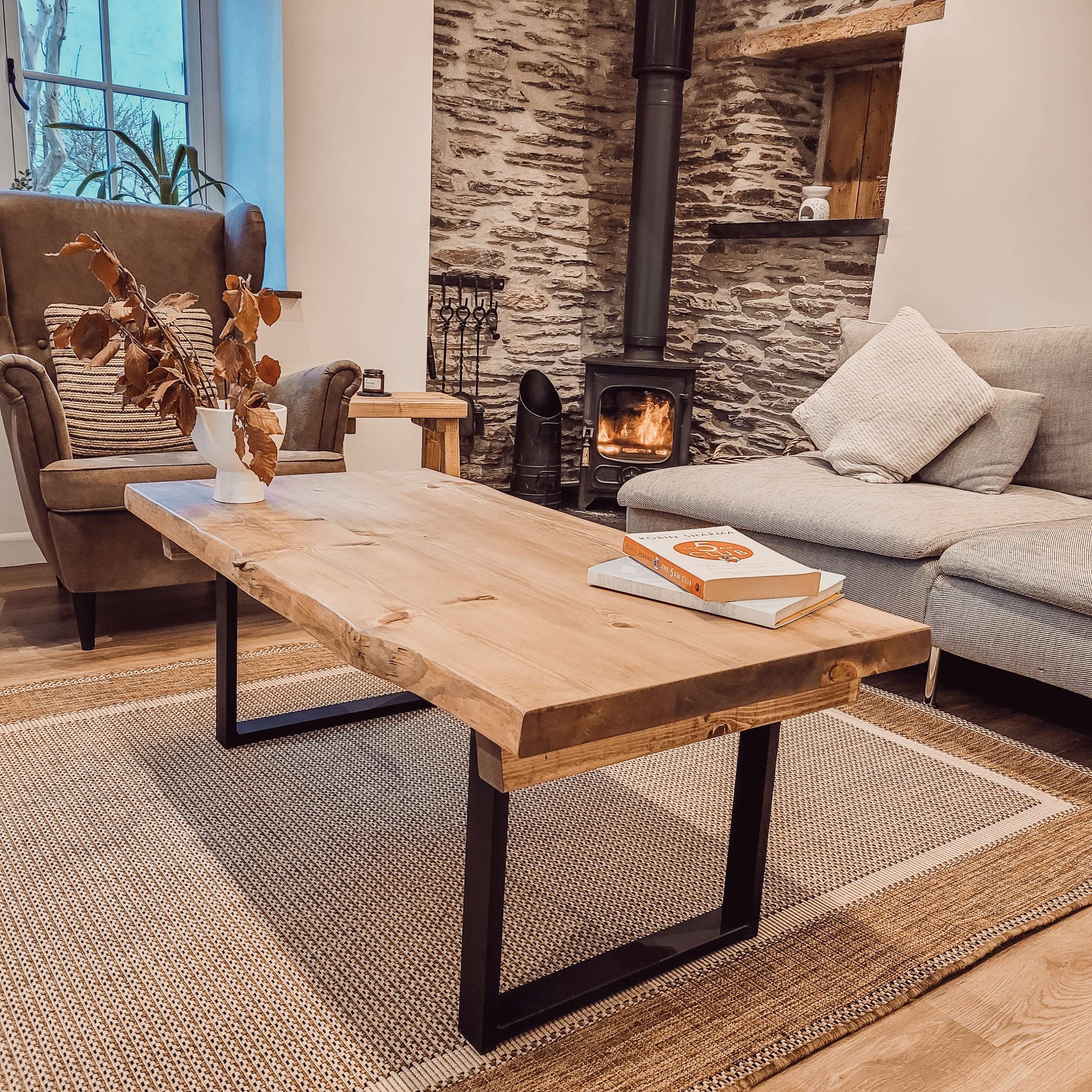 ALVA Live / Waney Edge Coffee Table With Metal Square Legs image 2