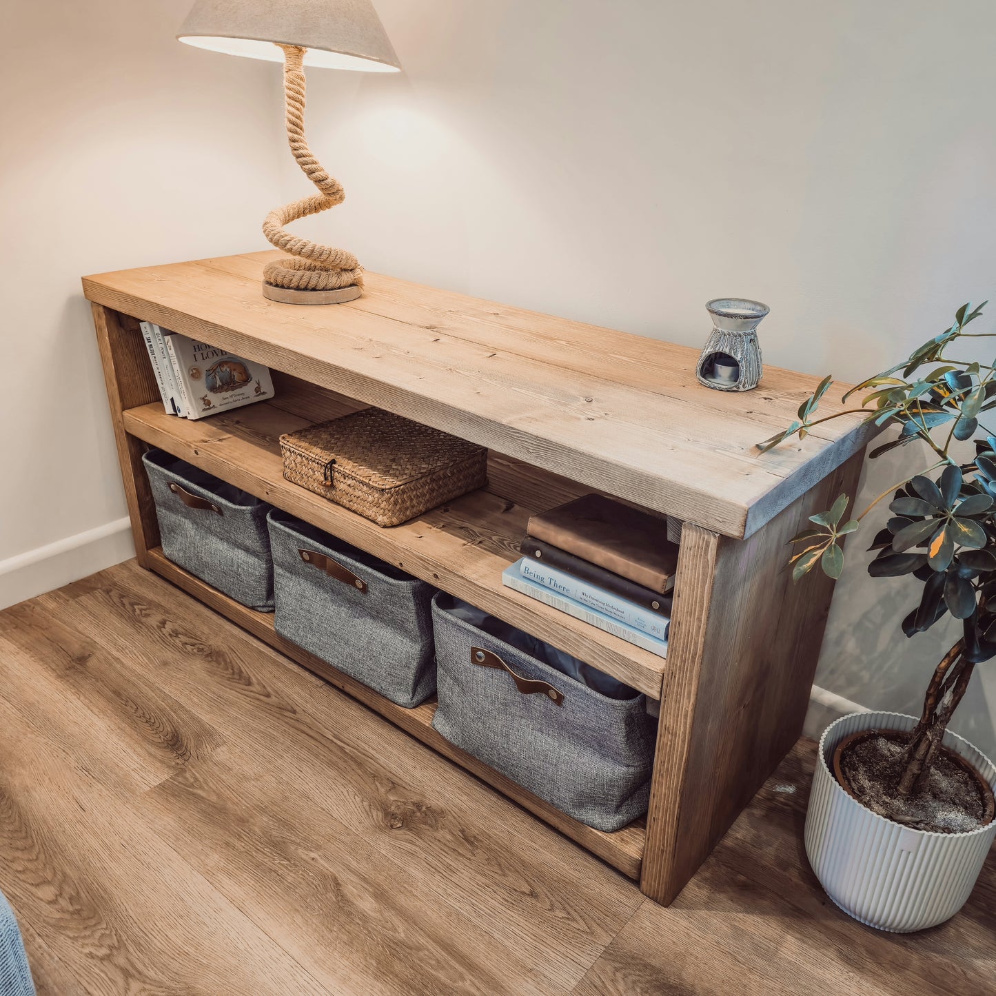 2-Tier Storage Unit / Bookshelf / Toy Storage / Living Room Storage / Shoe Storage Rustic Storage Unit Solid Wood Cottage Style /Book Shelf