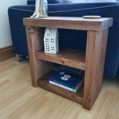 Solid Wood Rustic Coffee Table with Shelf image 2