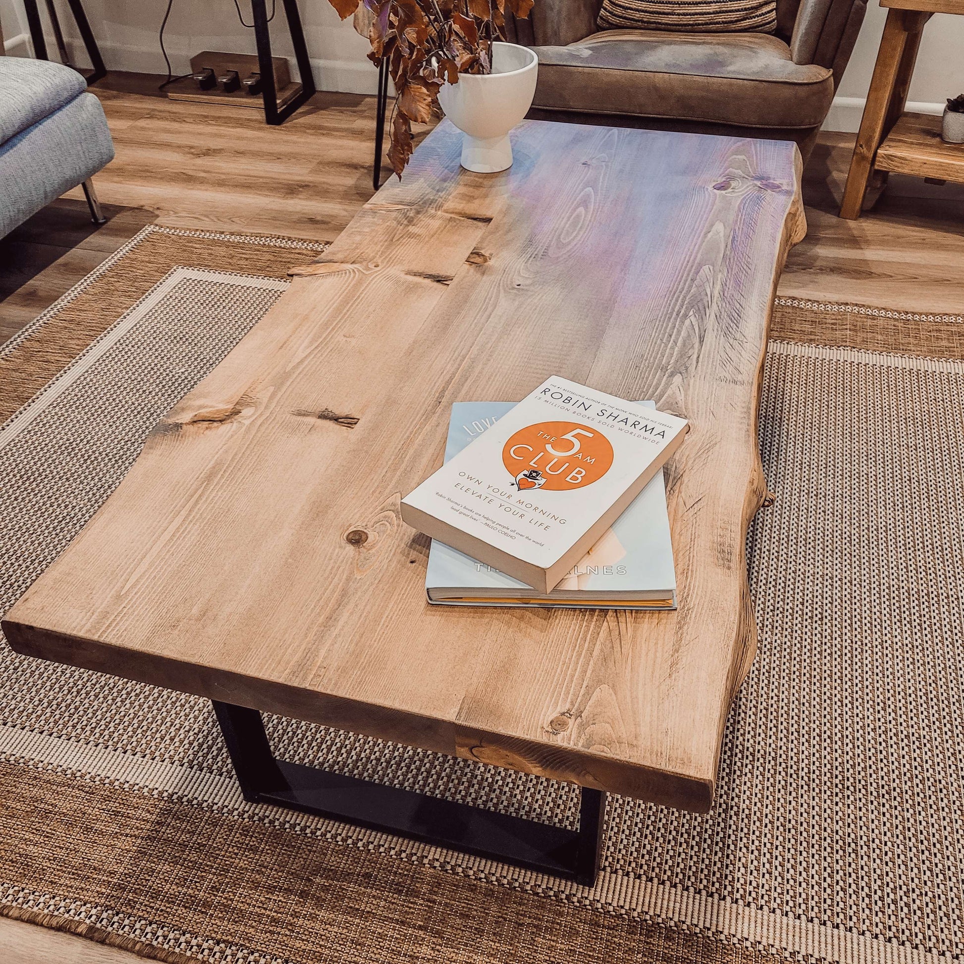 ALVA Live / Waney Edge Coffee Table With Metal Square Legs image 1