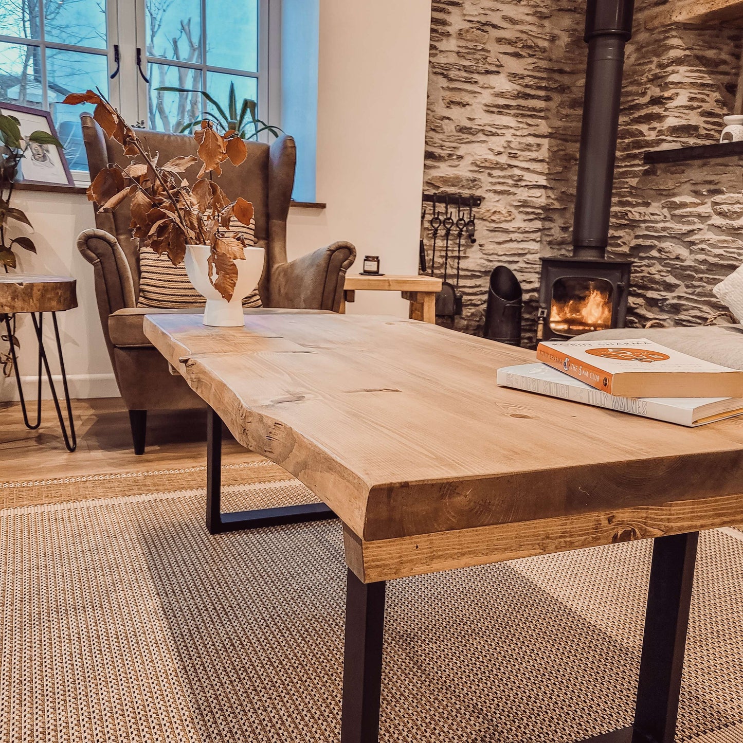 ALVA Live / Waney Edge Coffee Table With Metal Square Legs image 5