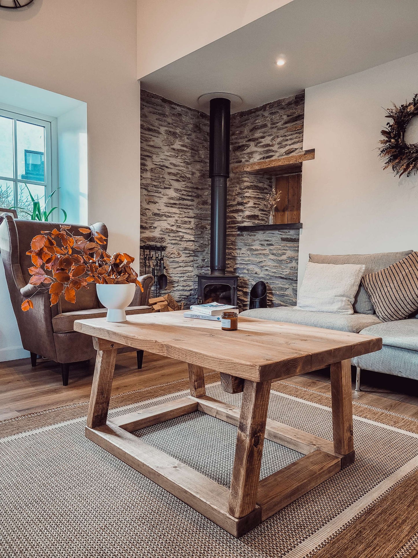 COAV Rustic Wooden Coffee Table image 6