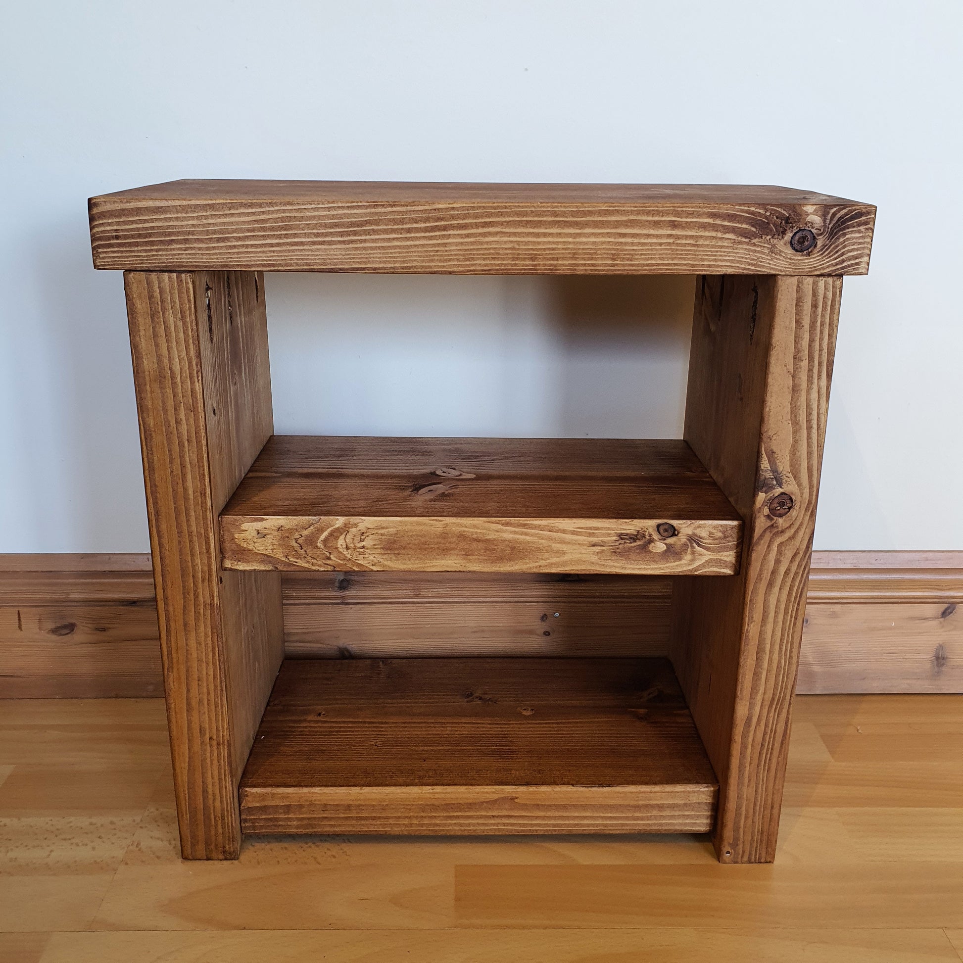 Solid Wood Rustic Coffee Table with Shelf image 3