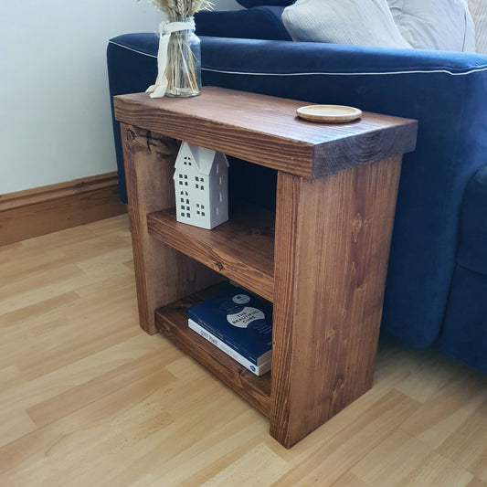Solid Wood Rustic Coffee Table with Shelf image 0