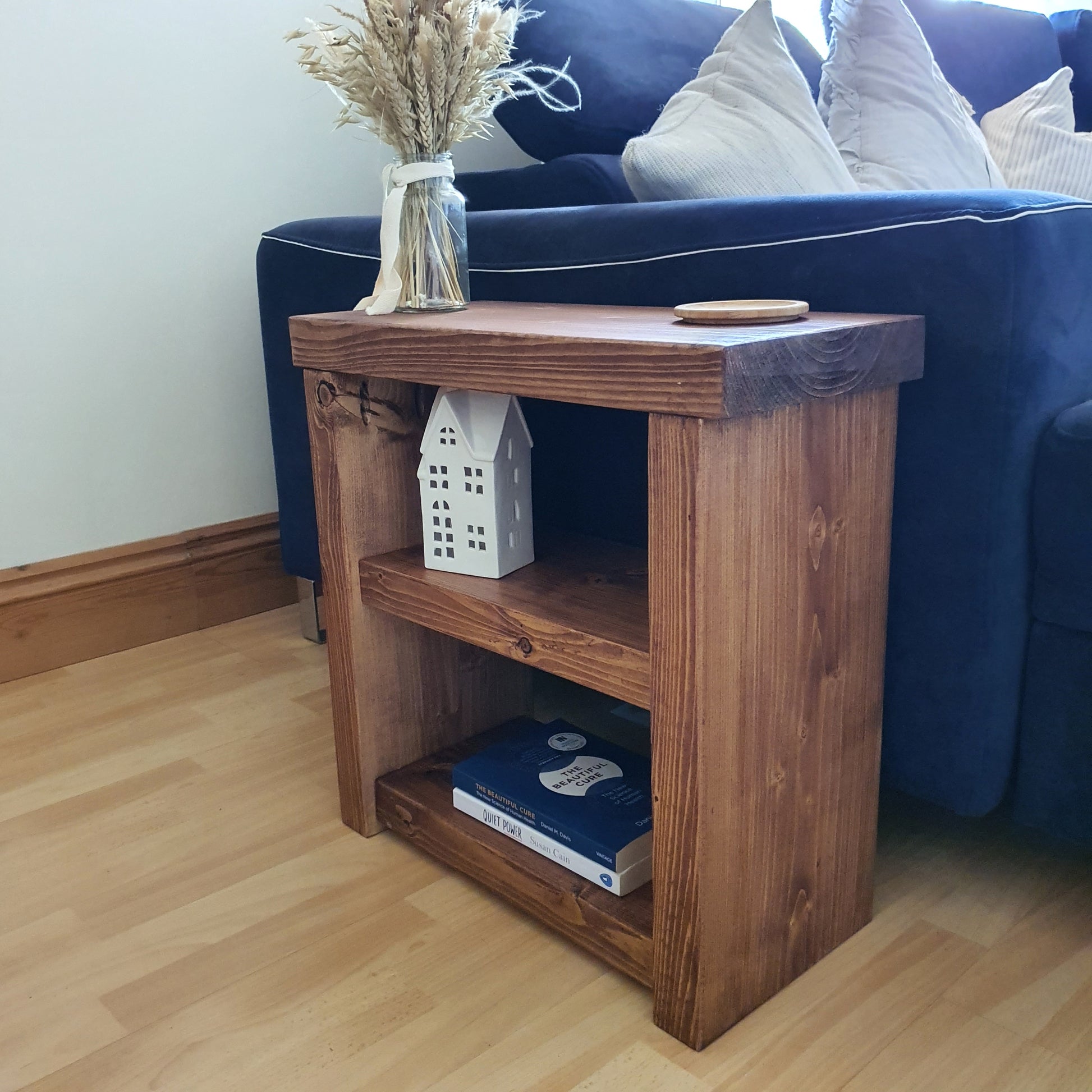 Solid Wood Rustic Coffee Table with Shelf image 4