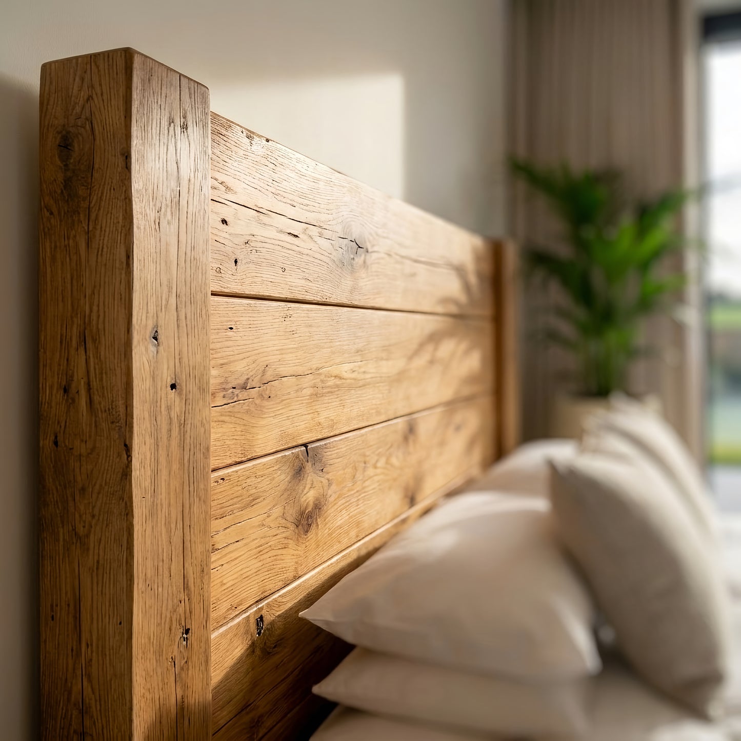 Ashbourne Single Bed Frame 30cm High  / Chunky Solid Rustic Pine Bed with Headboard