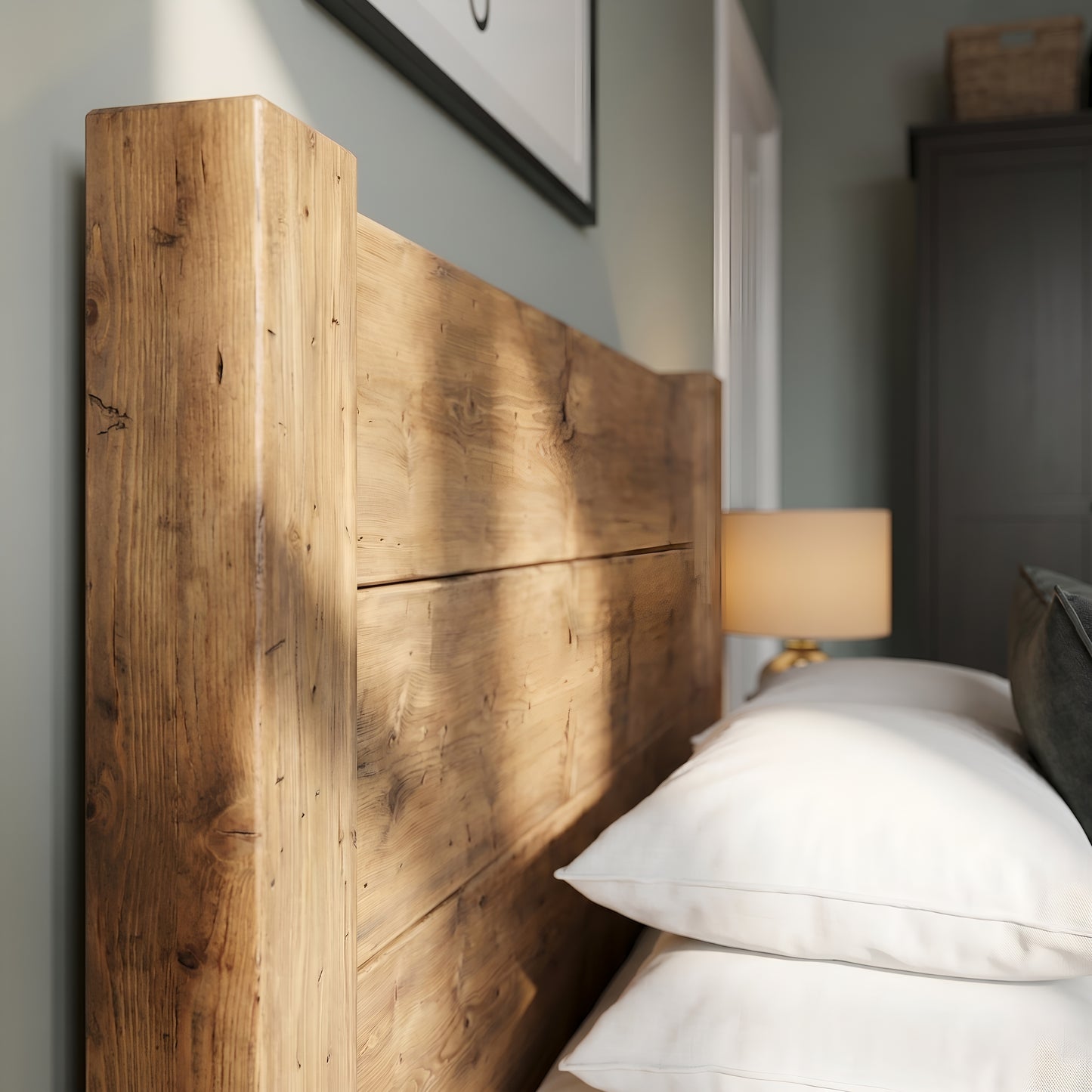 Ashbourne Single Bed Frame 30cm High  / Chunky Solid Rustic Pine Bed with Headboard